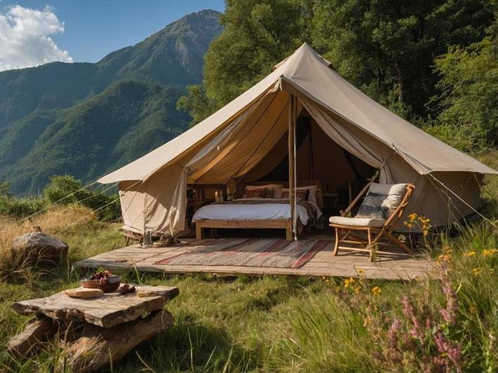 Tente pour 2 personnes, avec vue et terrasse dans Hautes-Alpe