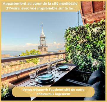 Gîte pour 4 personnes, avec balcon ainsi que vue sur le lac et vue à Yvoire