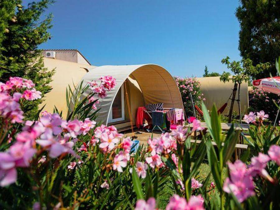 Camping Le Roussillon  - Tente en toile et en bois 4 personnes - C- Coco Lodge - 2 chambres 16m² in Saint-Cyprien-Plage, Saint-Cyprien