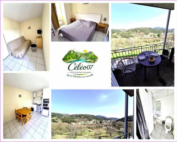 Gîte pour 4 personnes, avec vue et balcon, animaux acceptés dans Neyrac les Bains