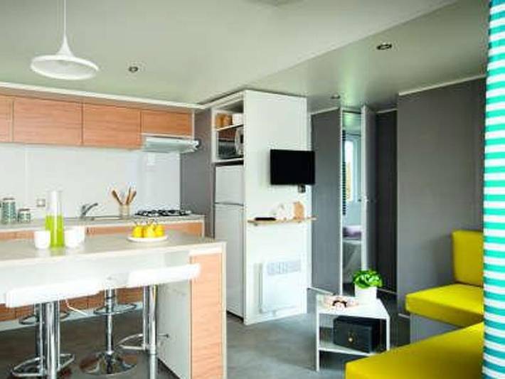 Camping Sites et Paysages - Pyrénévasion  - Mobilheim 6 personen - 3 Zimmer Marmotte Tv Lv Halbüberdachte Terrasse in Sazos, Nationalpark Pyrenäen