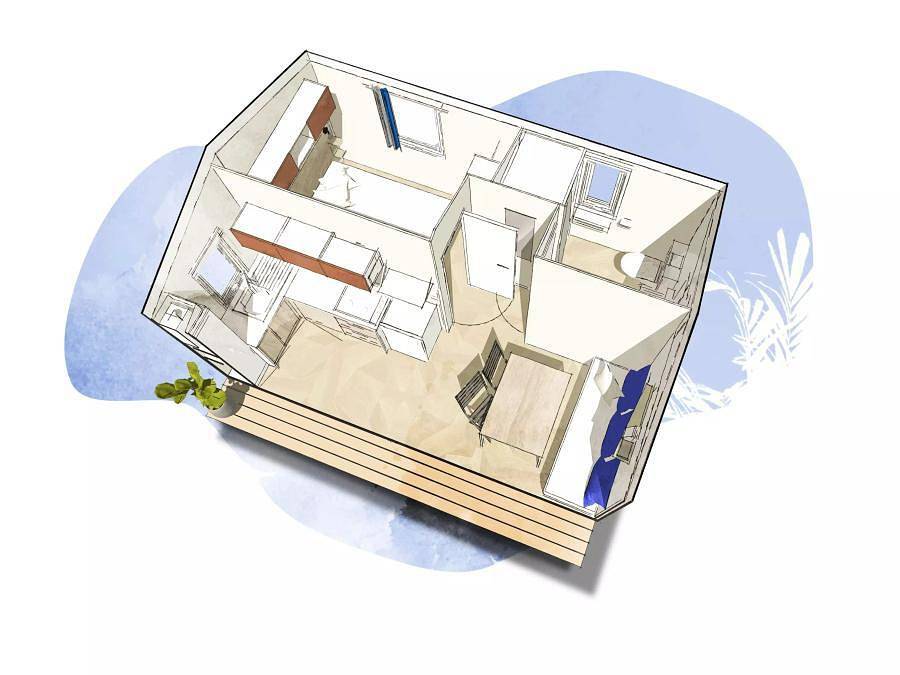 Camping Maeva Escapades de La Geres - Mobilhome 2 personnes - Mobil-home Bahia 2 personnes in Surgères, Région de Rochefort