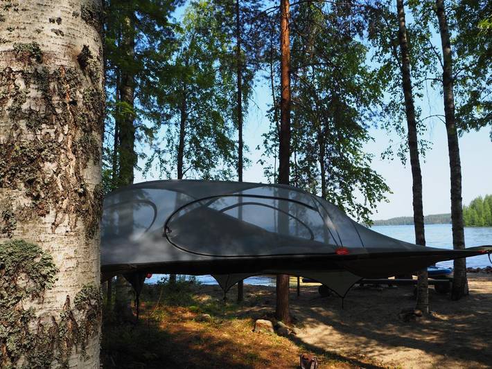 Kemping dla 4 osób, z widok i sauna oraz widok na jezioro w Finlandia