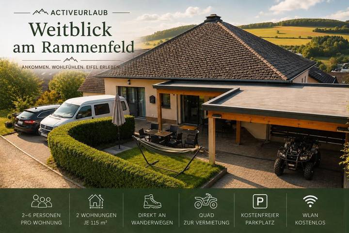 Ferienwohnung für 6 Personen, mit Balkon und Terrasse sowie Garten und Ausblick