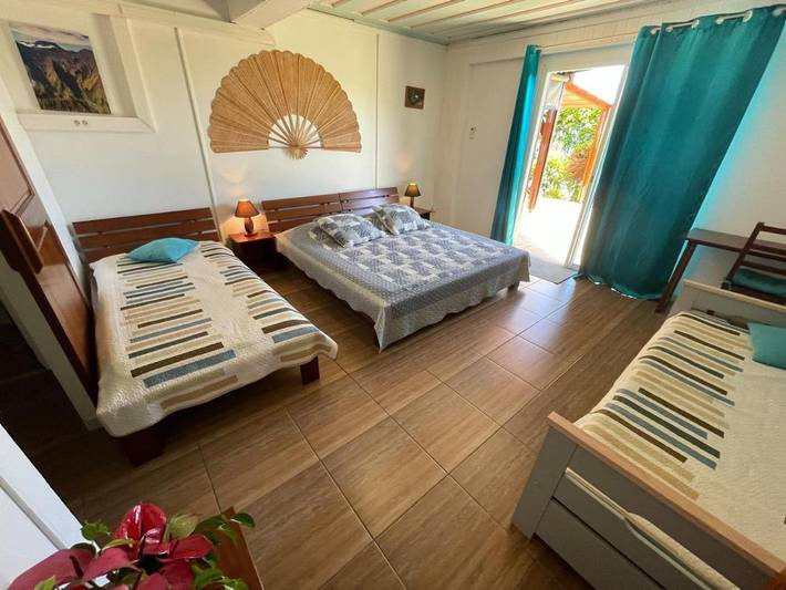 Chambre d’hôte pour 4 personnes, avec jardin ainsi que terrasse et vue dans Piton de la Fournaise