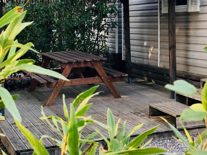 Camping La Grange Neuve - Mobilheim 4 personen - Confort Tv - Gartenviertel in Sigean, Mittelmeerküste (Frankreich)
