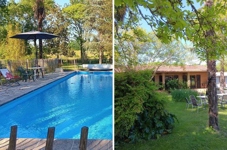 Location de vacances pour 2 personnes, avec Terrasse et Jardin ainsi que Piscine et Vue à Bourrouillan