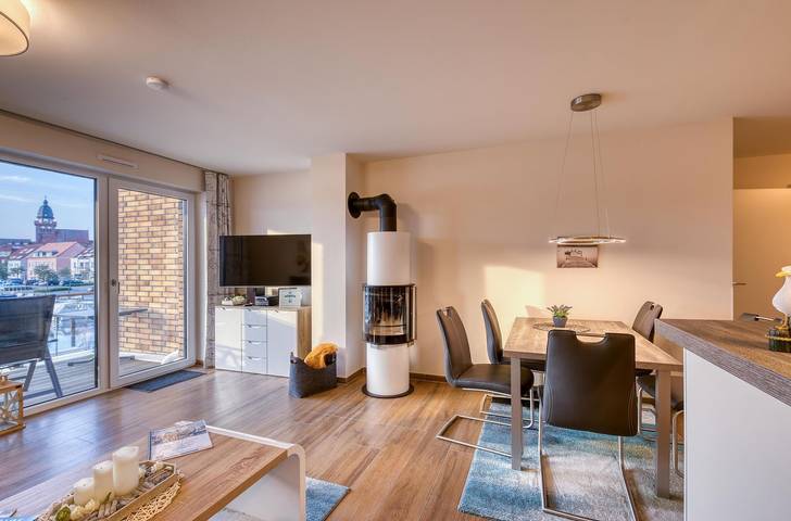 Ferienwohnung für 5 Personen, mit Balkon und Sauna sowie Seeblick