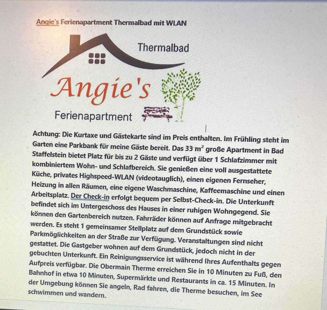 Ganze Wohnung, Angie's Ferienapartment Thermalbad mit Wlan in Bad Staffelstein, Oberes Maintal - Coburger Land
