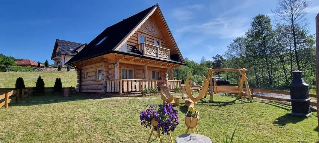 Apartament wakacyjny dla 5 osób, z Balkon i Taras oraz Ogród i Widok na jezioro w Sosnówka