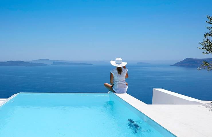 Casa de férias para 7 pessoas, com Vista para o mar e Terraço e ainda Piscina em Oia
