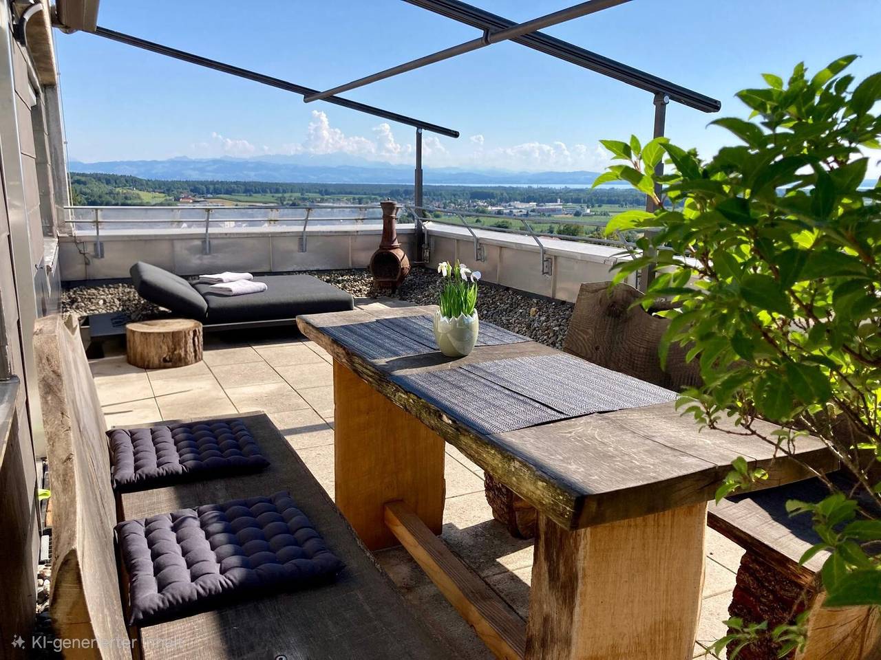 Ganze Wohnung, 2 Zimmer-Penthouse mit Dachterrasse und einzigartiger See-,Berg & Fernsicht sowie Blick ins Grüne in Tettnang, Region Bodensee-Oberschwaben