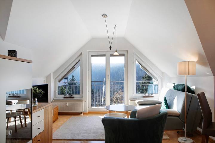 Ferienwohnung für 2 Personen, mit Balkon und Sauna am Rennsteig