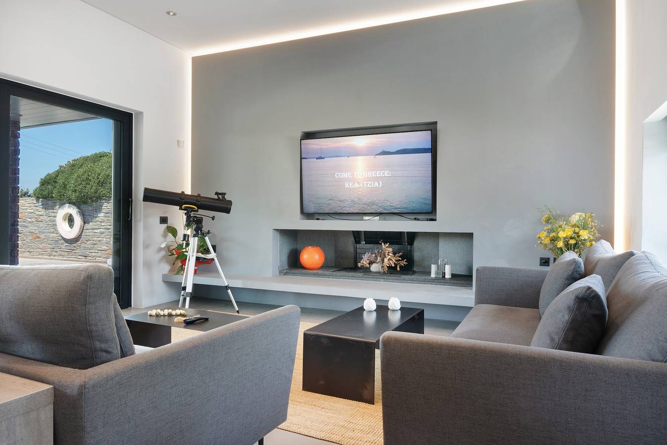 Appartement 'Drys Il' avec vue sur la mer, Wi-Fi et climatisation in Kea