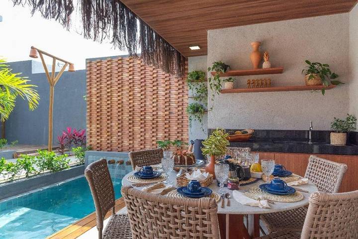 Casas e apartamentos de temporada para 6 pessoas, com terraço e jardim e ainda piscina em Praia do Toque