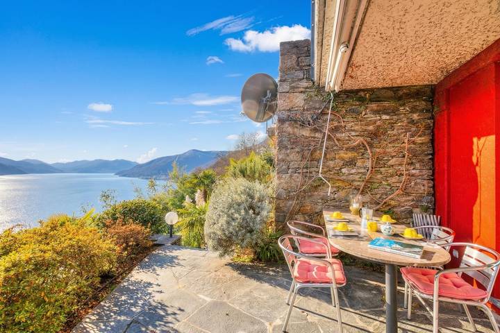 Ferienwohnung für 3 Personen, mit Terrasse und Kinderpool sowie Seeblick in Brissago