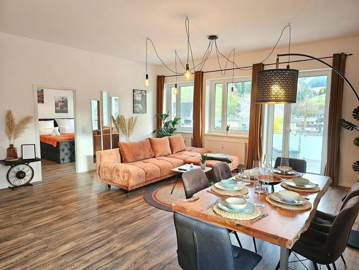 Ferienwohnung für 4 Personen, mit Balkon und Terrasse sowie Ausblick