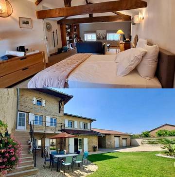 Gîte pour 4 personnes, avec terrasse ainsi que jardin et piscine à Crêches-sur-Saône