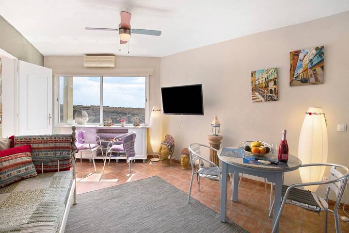 Finca Fani 2 with Sea and Mountain Views, Shared Pool, Terrace, and Garden in Agüimes, East Gran Canaria