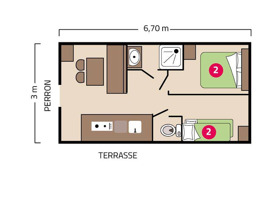 Camping Signol - Accommodation 4 persons - 4 person caravan (pedestrian area) in Boyardville, Saint-Georges-d'Oléron