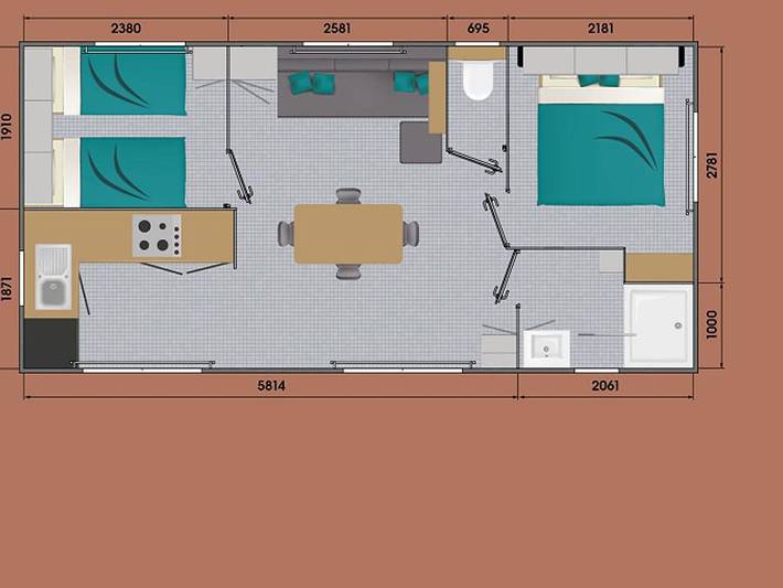 Camping L'Escapade - Mobilheim 4 personen - Grand Large 30m² (2 Zimmer) + Terrasse in Cahagnolles, Bayeux und Umgebung