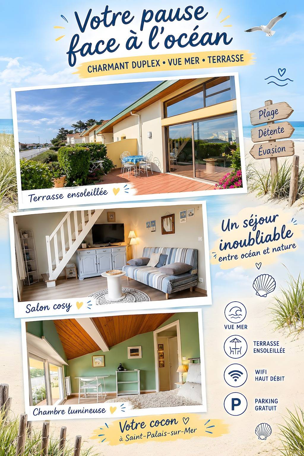 La Grande Côte – Oceanfront Holiday Home with Stunning Views in Saint-Palais-sur-Mer, Côte de Beauté