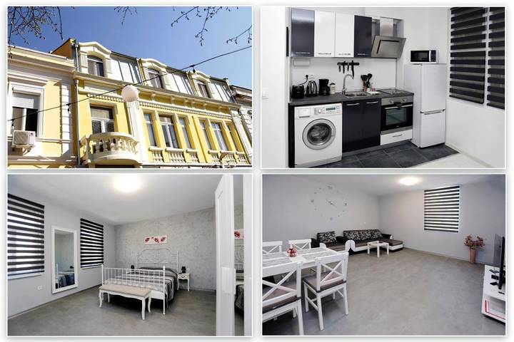 Apartament wakacyjny dla 5 osób, z Balkon i Taras oraz Ogród i Widok w Burgas