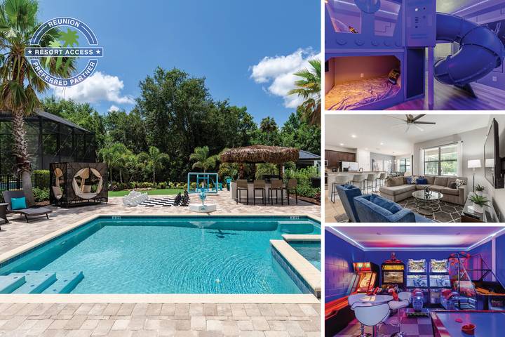 Villa for 12 people, with balcony/terrace and pool as well as children pool in Reunion Resort