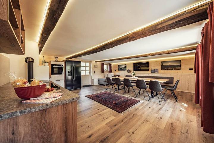 Ferienwohnung für 4 Personen, mit Terrasse und Garten sowie Sauna und Ausblick