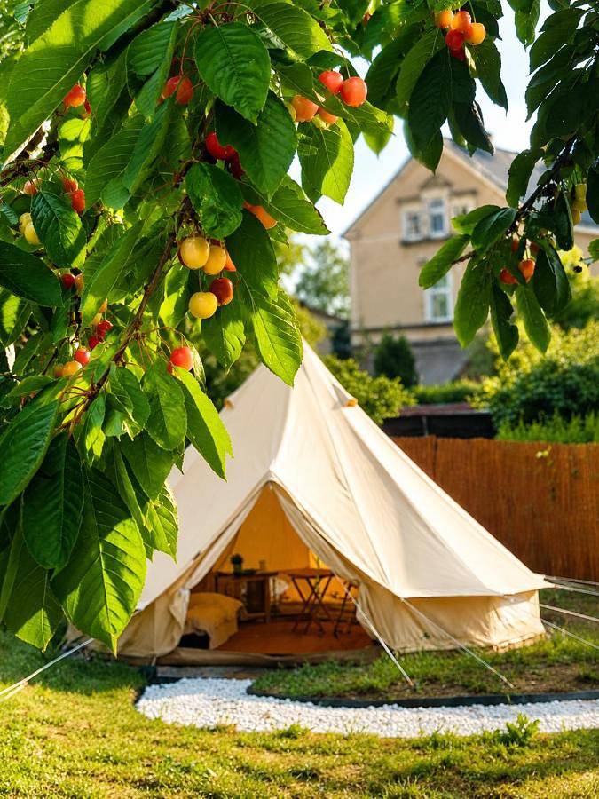 Zelt für 2 Personen, mit Garten und Ausblick in Sachsen