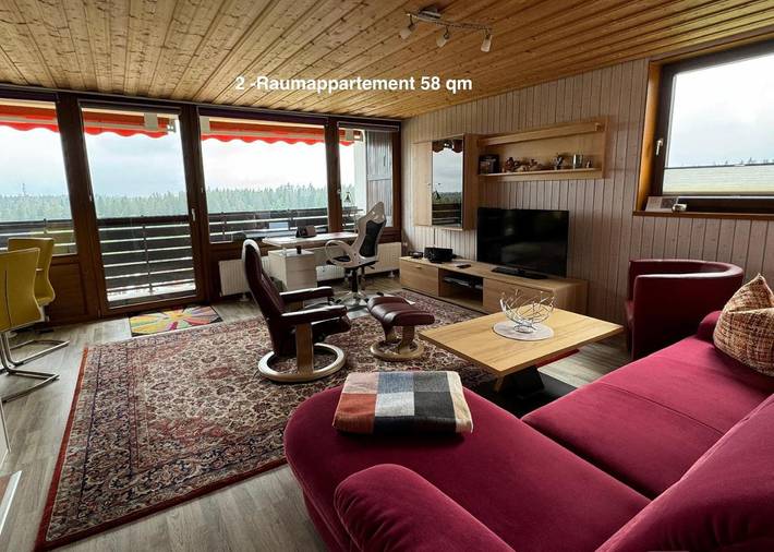 Ferienwohnung für 3 Personen, mit Balkon und Terrasse sowie Ausblick