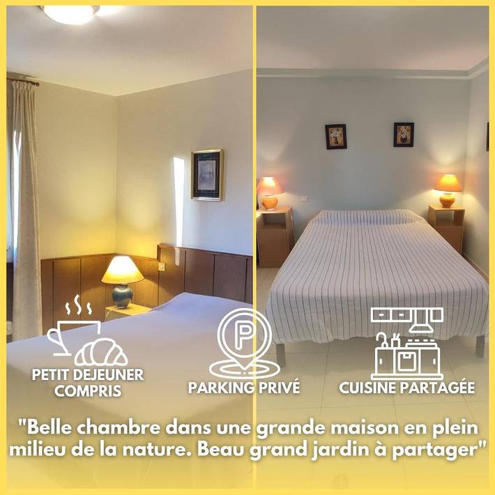 Chambre d’hôte pour 3 personnes, avec Terrasse ainsi que Jardin et Vue