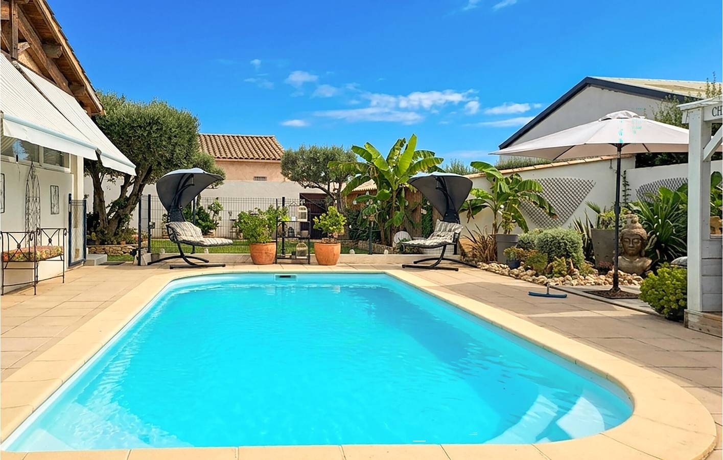 Charmante 2-Zimmer-Wohnung mit Pool, Garten und WLAN in der Nähe von Marguerittes in Marguerittes, Nimes und Umgebung