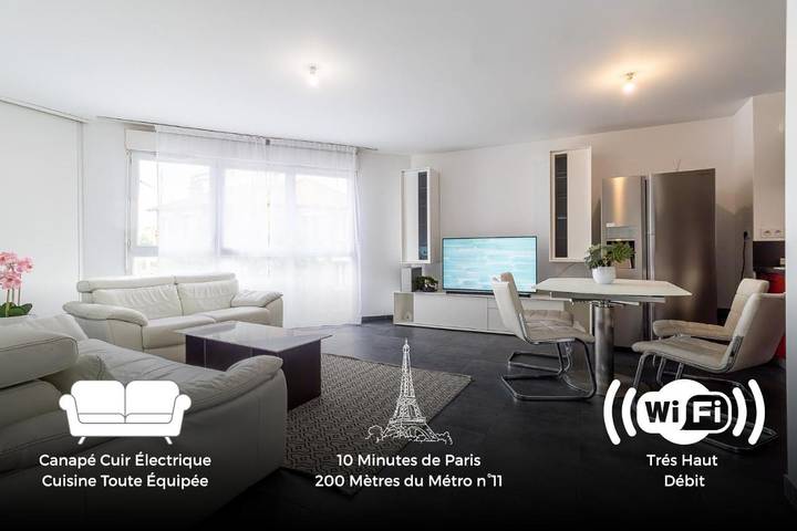 Appartement de vacances pour 5 personnes, avec Balcon ainsi que Terrasse et Vue à Romainville