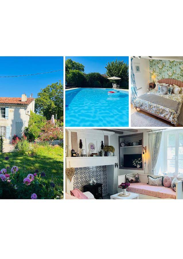 Location de vacances pour 4 personnes, avec terrasse et piscine ainsi que jardin et vue à Saint-Romain