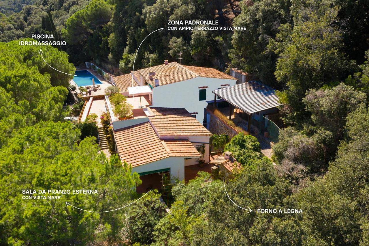 Villa Lo Schioppo vista mare in Marciana Marina, Arcipelago Toscano