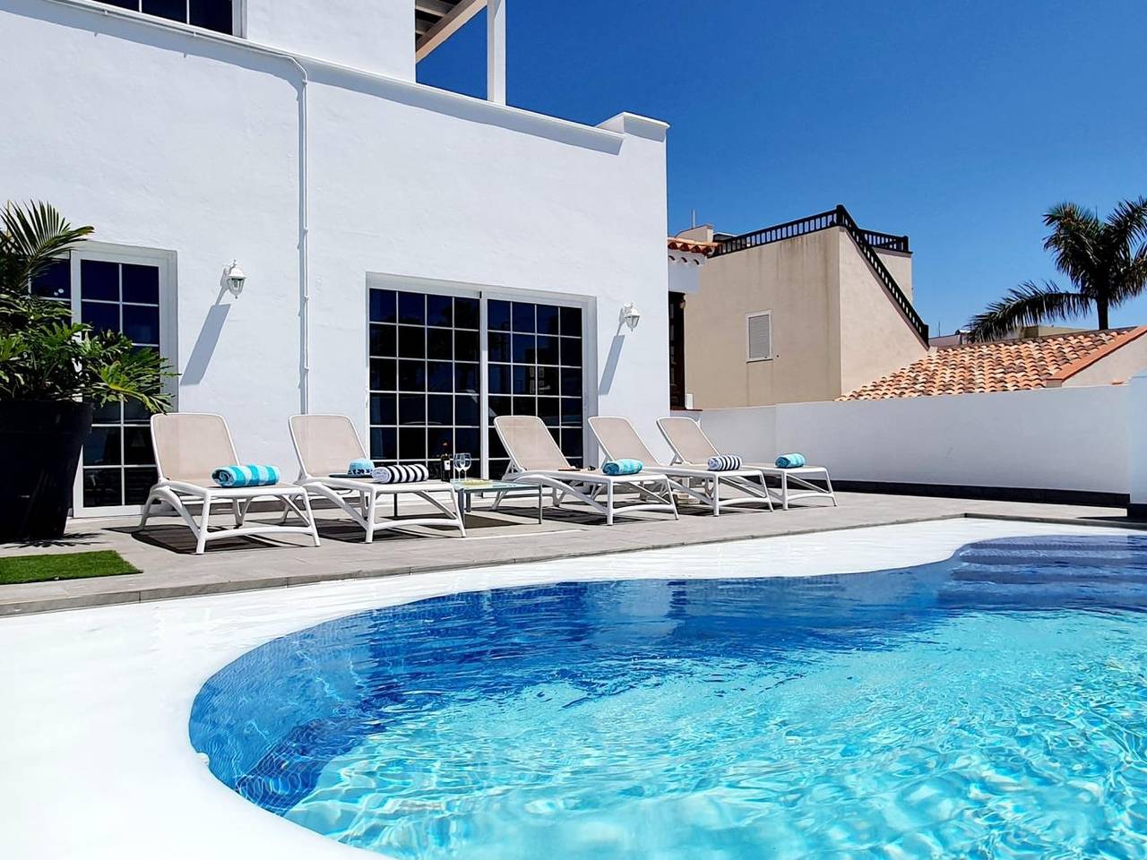 Bright and airy spacious three bedroom Holiday Home with private pool in La Caleta, Adeje