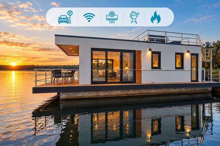 Ferienhaus für 6 Personen, mit Terrasse und Seeblick sowie Ausblick in Vetschau