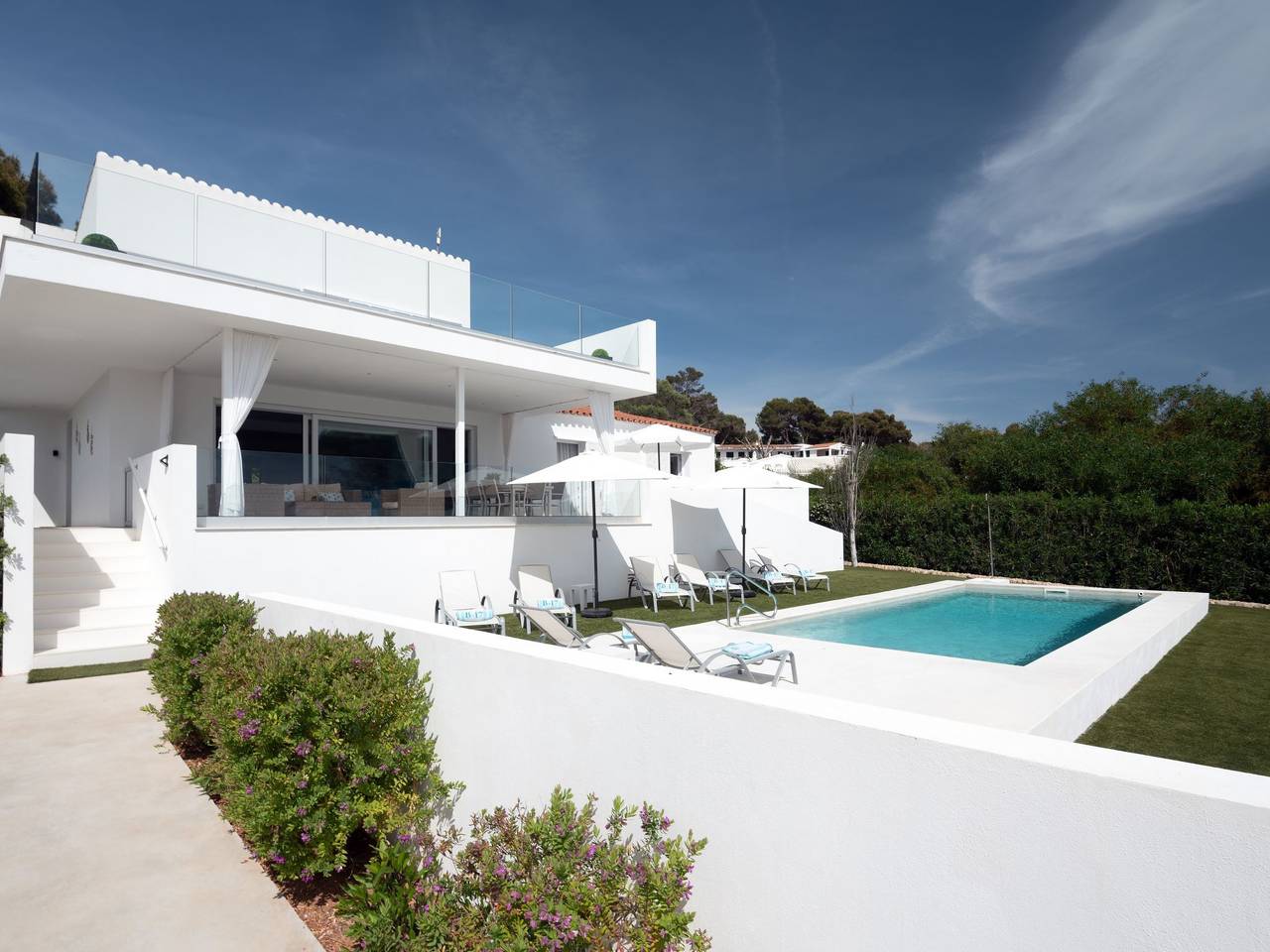 Villa Lucia mit Meerblick und Pool in Santo Tomas in Santo Tomas, Es Migjorn Gran