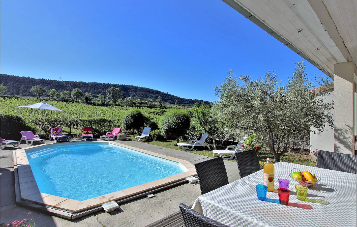 Mountain View Apartment: Parking, Pool, Garden, Internet (254 sqft) in Lussas, Ardèche