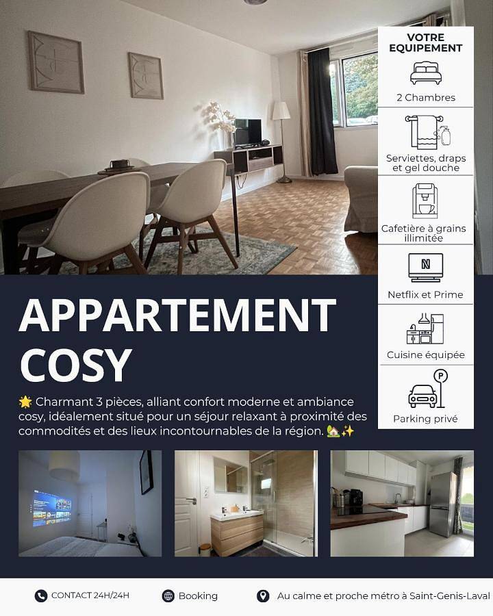 Appartement entier, Appartement Cosy et Confortable in Saint-Genis-Laval, Lyon et ses environs
