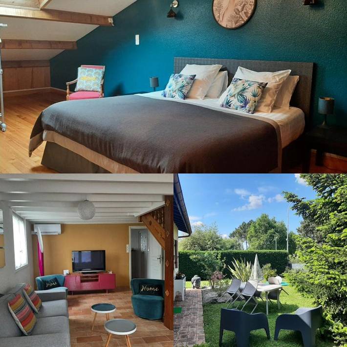 Location de vacances pour 4 personnes, avec jardin et vue à Pindères