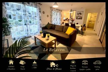 Gîte pour 6 personnes, avec terrasse et jardin dans Plage Kerfany
