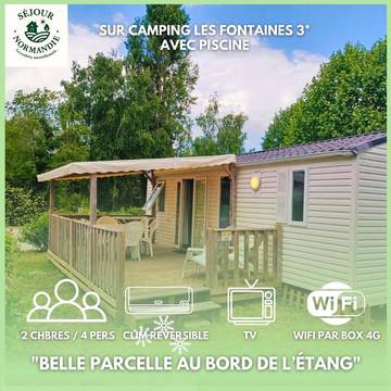 Camping pour 6 personnes, avec piscine et vue sur le lac ainsi que vue et jardin, animaux acceptés dans l' Eure