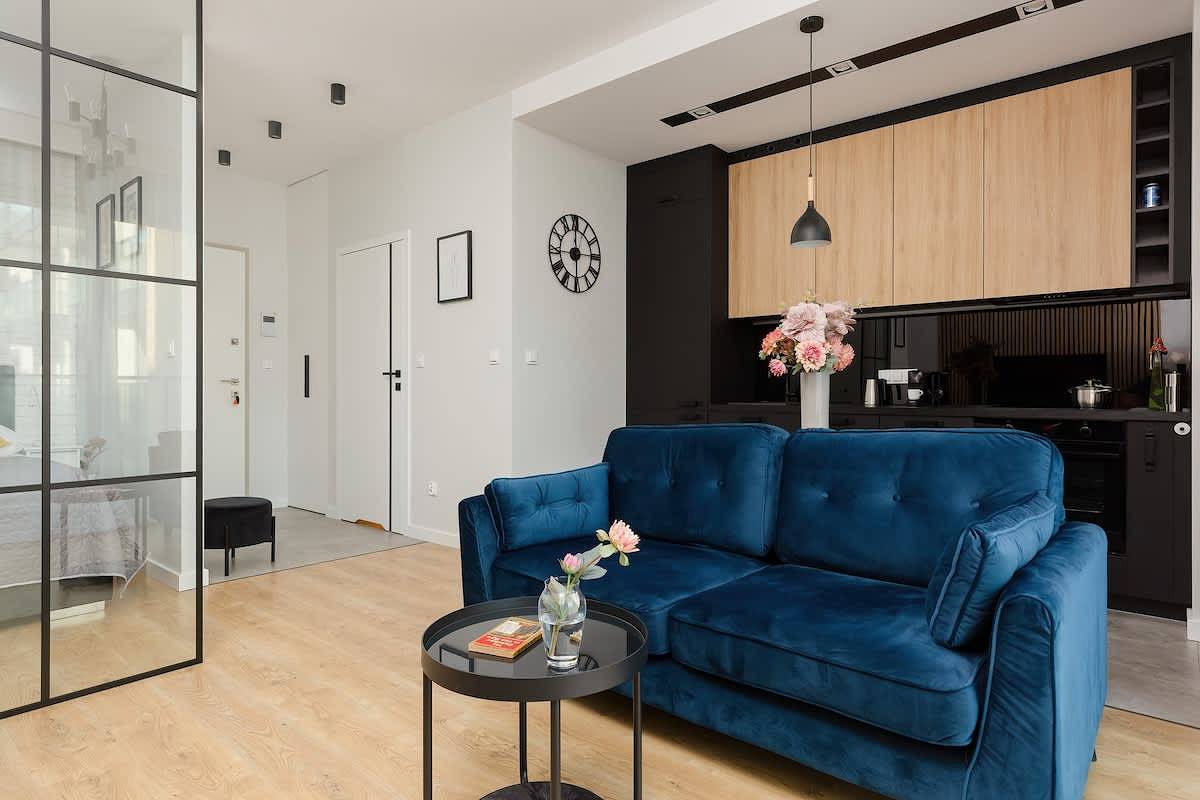 Entire studio, Postępu 12B Warsaw | Comfortable Studio in Mokotów | Parking & Balcony in Mokotów, Warsaw