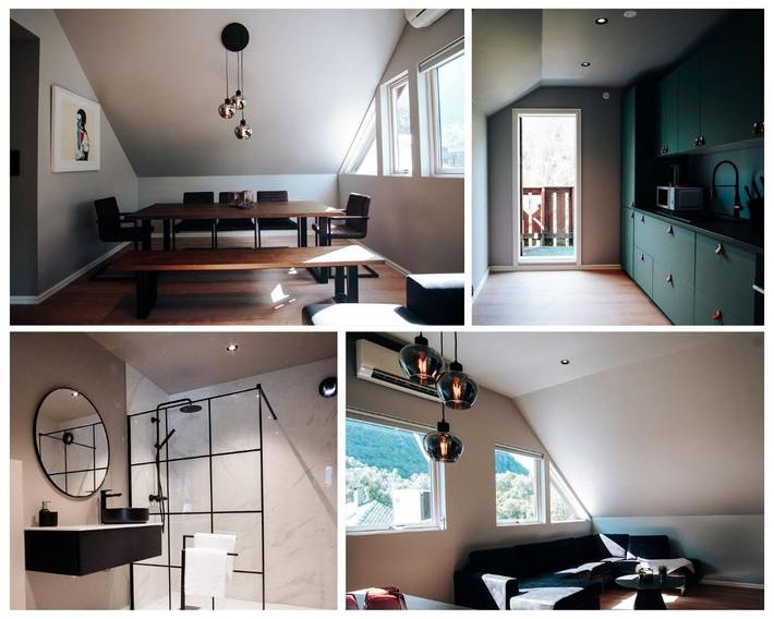 Ferienwohnung für 8 Personen, mit Terrasse und Garten sowie Ausblick und Seeblick in Odda