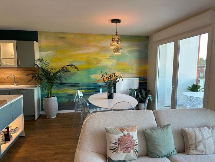 Gîte pour 4 personnes, avec Balcon ainsi que Terrasse et Vue à Saint-Laurent-Blangy