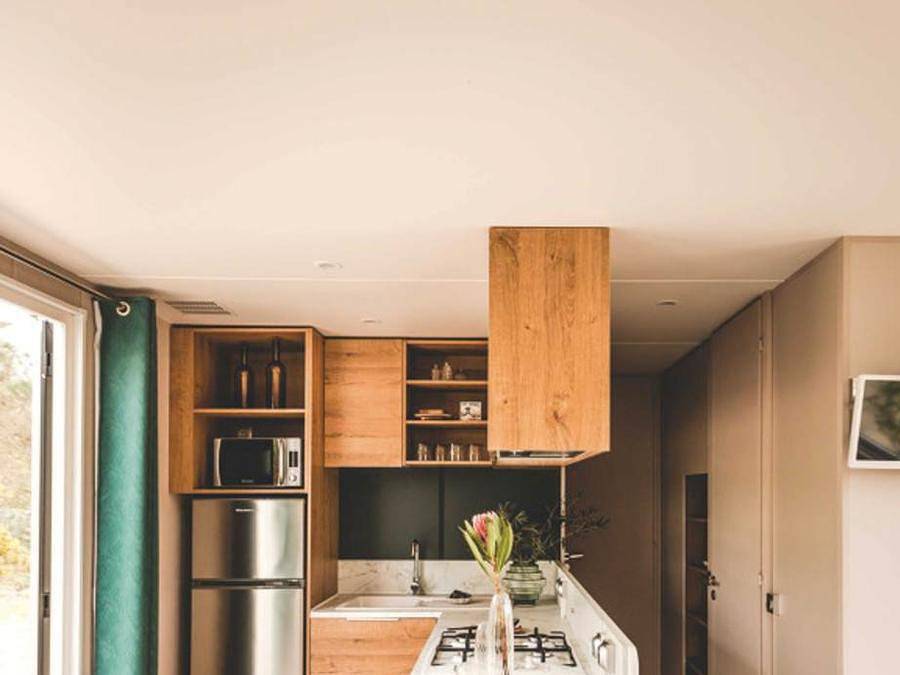 Camping Sunelia l'Etang de Sologne - Mobilheim 6 personen - Prestige 3 Schlafzimmer - 2 Badezimmer 40m² - Gartenseite in Nouan-le-Fuzelier, Sologne