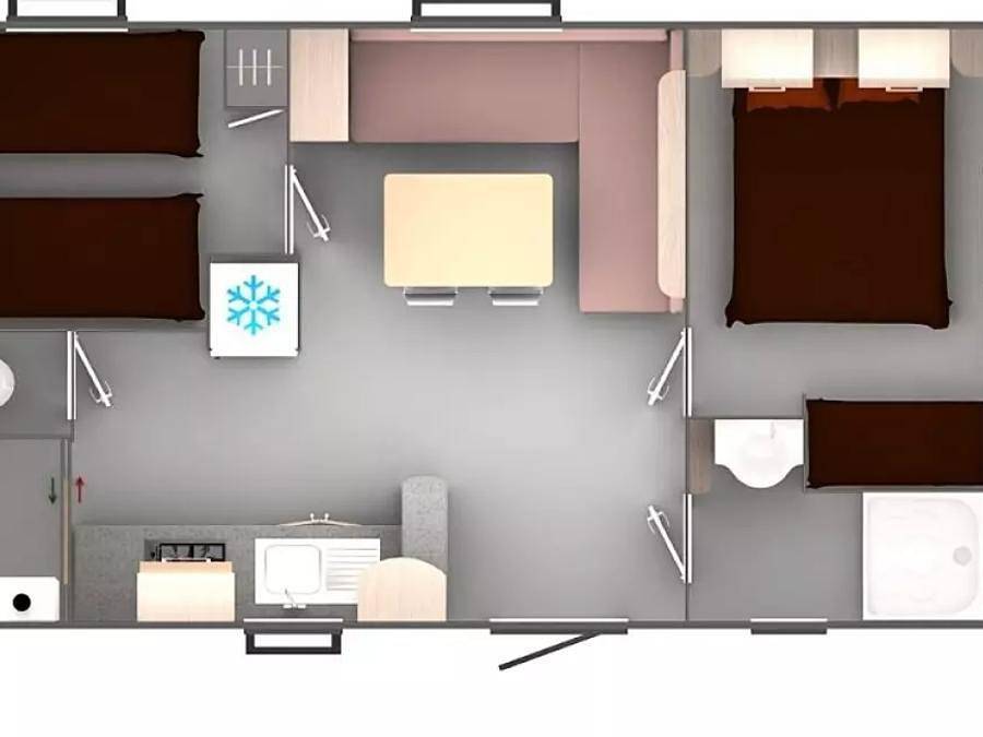 Camping Les Ajoncs d'Or - Mobilhome 6 personnes - 3 Pièces 4/6 Personnes + Tv in La Baule-Escoublac, Côte d'Amour