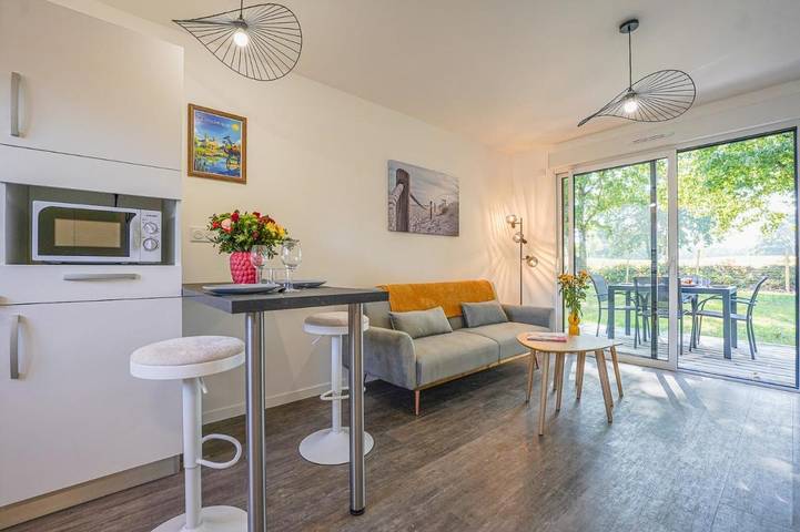 Maison de vacances pour 2 personnes, avec Balcon ainsi que Terrasse et Jardin